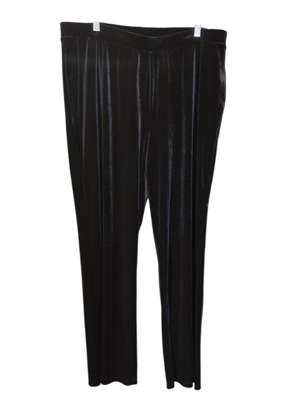 Jones New York Black Velour Wide-Leg Pants Elastic Waistband